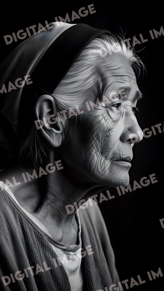 Digital Art Picture Image Photo Wallpaper Background Desktop AI Tired Old Woman
