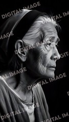 Digital Art Picture Image Photo Wallpaper Background Desktop AI Tired Old Woman