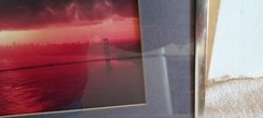 Golden Gate Bridge Sunny Cloudy Framed And Matted Photograph