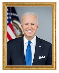 Official Portrait of President Joseph Biden Photograph in a Aged Gold Frame