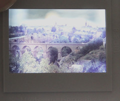 Photo Negative Slide Bridge City Railway Bridge Church Vintage AW