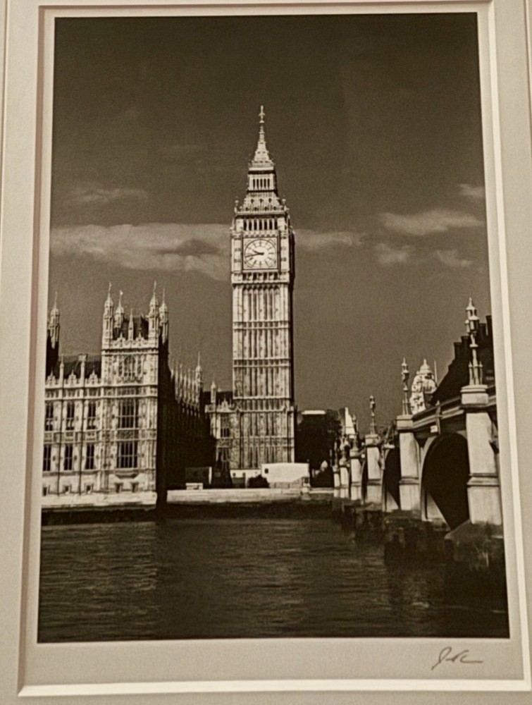 Jesse Kalisher Signed Framed Matted Photograph Big Ben London Black & White Art