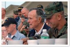 George H. W. Bush With Military Personnel Hurricane Katrina Silver Halide Photo