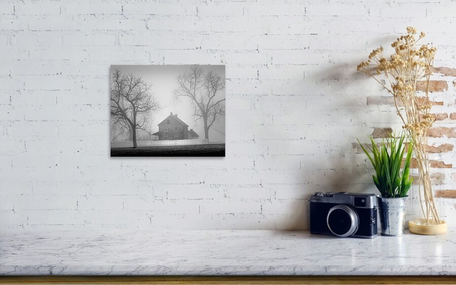 Morning Fog Moody Gettysburg Pennsylvania Black and White Photography Art Print