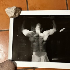 Art Photograph Silver Gelatin Print Janine Gordon Signed 20×24″ B/W Body Builder
