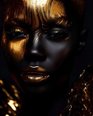 40 x 50 inch Digital Images Black Beauty with Vibrant Gold Eyes. Download Only