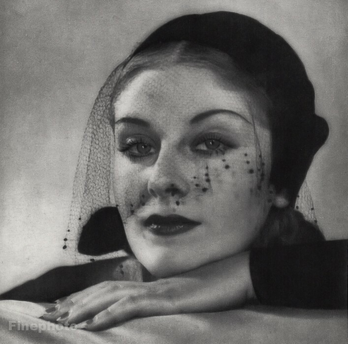 1932 Vintage Female Portrait Woman Fashion Veil Harry Meerson Photo Gravure Art
