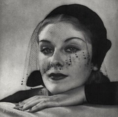 1932 Vintage Female Portrait Woman Fashion Veil Harry Meerson Photo Gravure Art