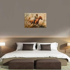 Western Cowboy Wall Art Pictures Cowboys on Horseback Horses on Dusty Ranch W…
