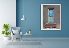 SET of THREE – Santa Fe Blue Door New Mexico Adobe Turquoise Photography Print