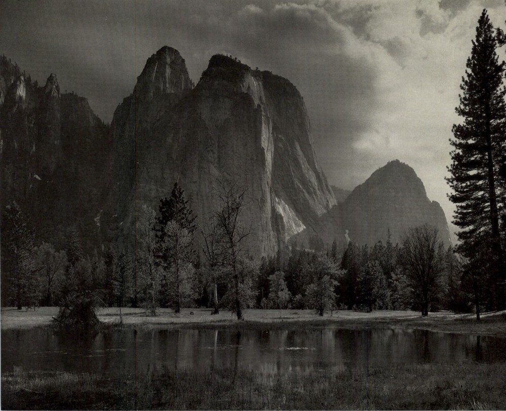 1949 Ansel Adams Yosemite Cathedral Rocks Cold Storm Original Art Photo Gravure