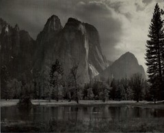 1949 Ansel Adams Yosemite Cathedral Rocks Cold Storm Original Art Photo Gravure
