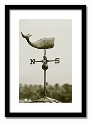 Whale Weathervane Sepia Vintage 17×21 Framed Fine Art Print, Black Frame