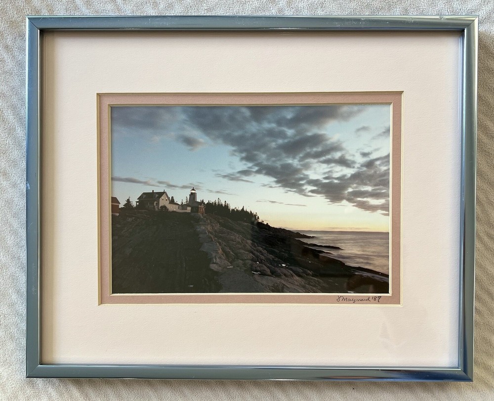 Vintage Signed Art Photograph Pemaquid Point Lighthouse Maine David Maynard 1987