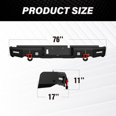 for Ram 1500 Rear Step Bumper Compatible with 2009-2018 Dodge Ram 1500 & 2019-20