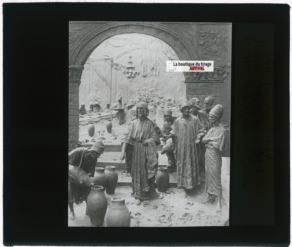 The Wedding At Cana, Photo Glass Plaque, Black & White, Positive 8.5×10 Cm