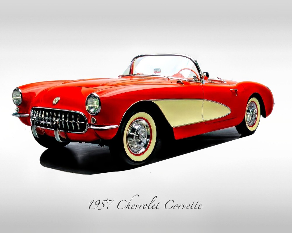 Classic Cars – 1957 Chevrolet Corvette in Venetian Red – Print