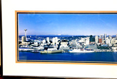 Panoramic Seattle Skyline Color Photo Matted and Framed 35″ x 14″