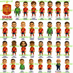 Spain Football Stickers Sheet Kids Adults | Cute 3D Cartoon Digital Download