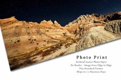 Badlands Photography Print – Starry Night Sky Over Pinnacles in South Dakota