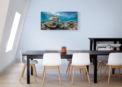 Turtle Painting Photo Art HD Canvas Poster Ocean Coral Reef Wall Art Home Decor