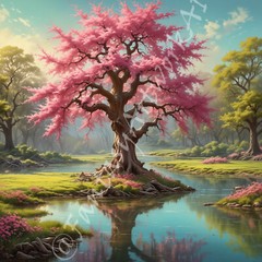 Pink Tree – Digital Image Picture PC Phone Background AI Art, 8 images – #20
