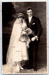 Opole 1930s – Wedding Portrait – Silesia Poland Opole – RPPC Photo Postcard 9x14cm
