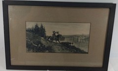 1870 ROBERT ASSMUS»The Trumpeter Of Sackingen» WATERCOLOR FRAMED 16″ X 22″