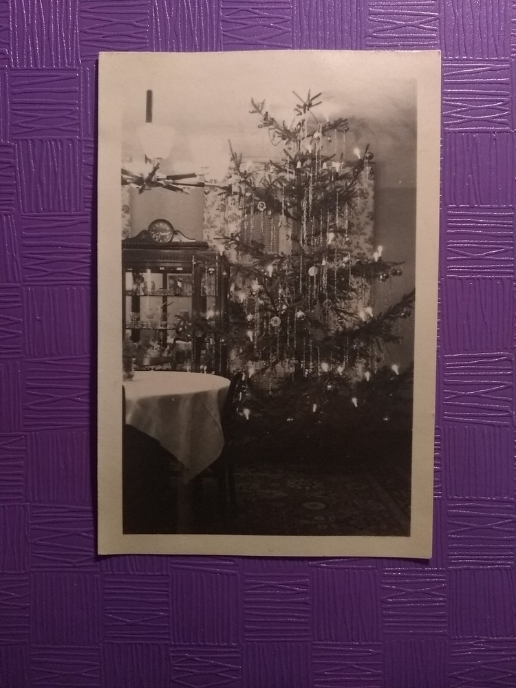 Foto alt antik wunderschöner Christbaum Uhr Weihnachten Christmas room old Photo