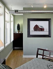 RUSTIC OLD BARN PRINT Winter Scene 20″ x 16″