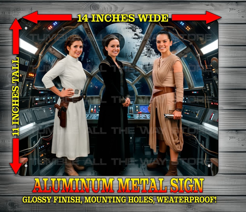 Princess Leia – Queen Amidala – Rey Skywalker Star Wars Metal Sign Art 14×11″