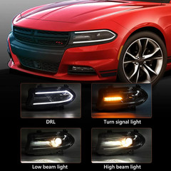 – for Dodge Charger Headlights Assembly 2015-2021 Halogen Model Headlamp with LE