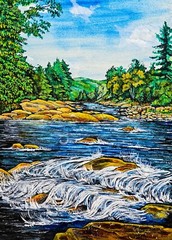 Peaceful Stream Lush Greens Landscape DIGITAL DOWNLOAD Print Home Soothing Art