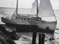Vintage 1973 Lansing MI Artist Photo Print – Large 16×20 B/W – Beached Sailboat