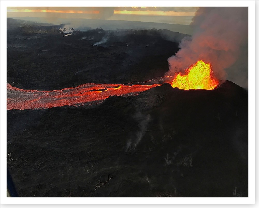 Kilauea Volcano Fissure 8 Lava Fountain And Flows Silver Halide Photo 2018