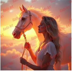Digital Image Art Ai Picture Photo Wallpaper for Background Horse Woman Girl