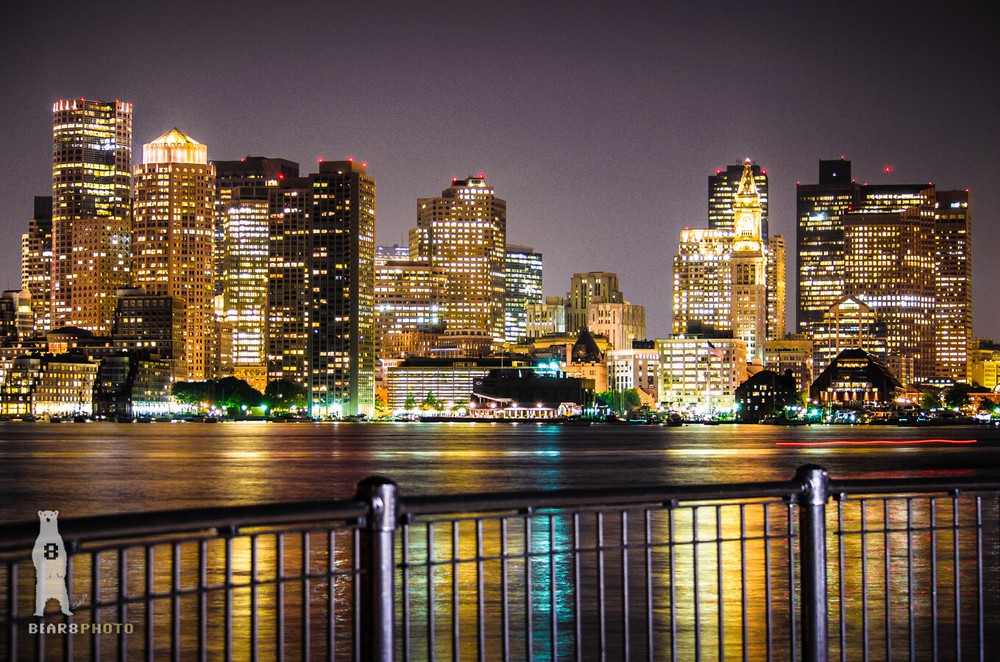 Boston Skyline at Night – Fine Art Photography Prints – Paper, Canvas, Metal