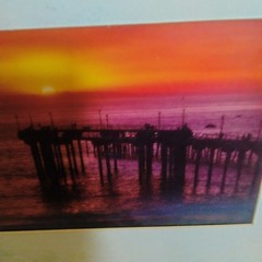 Aliso Beach Pier Photo Laguna Beach CA Sunset Vtg Lang Print 1988 20 x 16