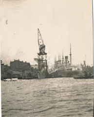 Foto Hamburg Harbor 1928 Steamships Crane Pilot Panorama M1.75