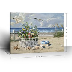 ARTZON Beach Wall Art Decor – Coastal Blue Ocean Seascape Canvas Print, Bi