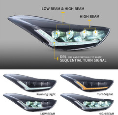 VLAND LED Headlights for 2011-2016 Hyundai Elantra | Startup Bule to White Dynam