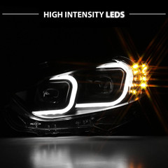 Black Projector Headlights with Glow Bar for 2014-2017 Mazda 6 (Pair) High/Low B