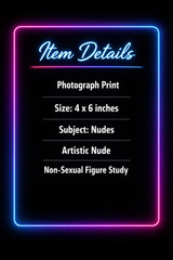 Pinup Girl 4×6 Photograph Beautiful Brunette Woman Nude Model Female Form Photo