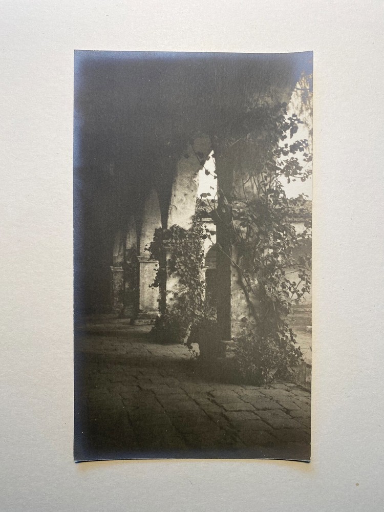 VTG Black/White Sepia Historic REAL PHOTO, Colonnade San Juan Capistrano, Calif