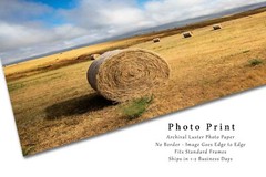 Country Photography Print – Picture of Hay Bales on Open Prairie in South Dakota