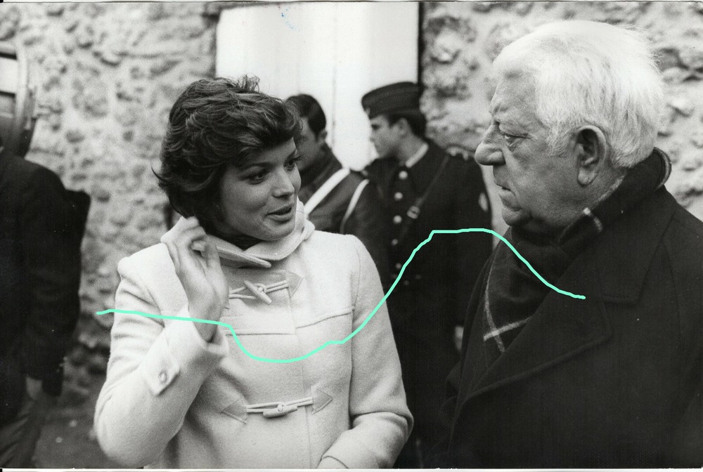30x20cm original archive photo Jacques Haillot 1971 Uschi glass + Jean cabinet photo