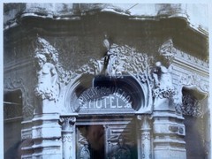 Vintage PALACIO VIENNA HOTEL B&W Photograph. Cuba Bike Street Vendor