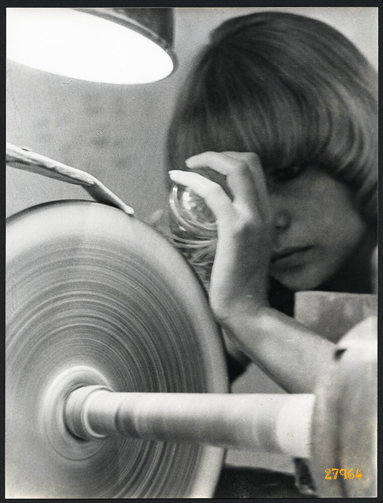 Larger size fine art Photograph, worker ’artist’ woman working w glass by RIDEG,