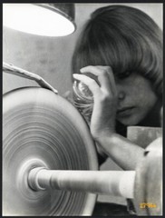 Larger size fine art Photograph, worker ’artist’ woman working w glass by RIDEG,