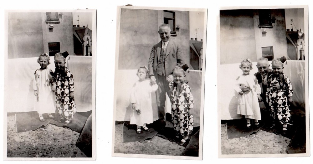 15345 – 3 Photos * Grandfather with Grandchildren * Costume * 1927